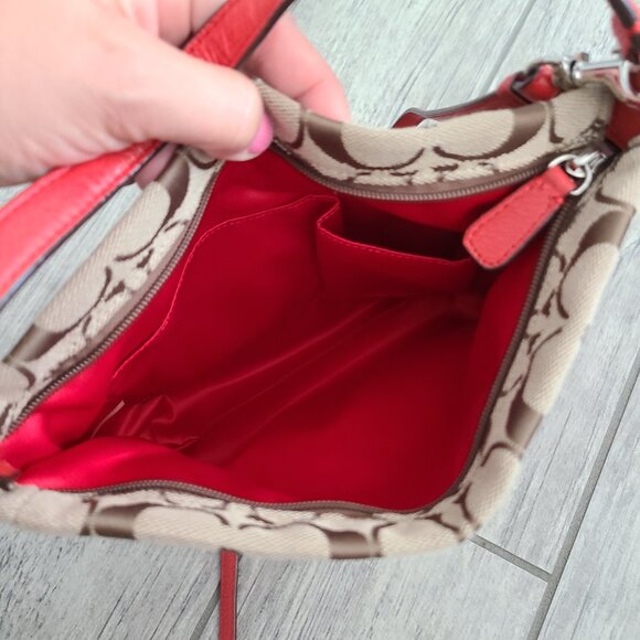 Coach Signature C Crossbody Bag with Red Leather Trim - Picture 7 of 10